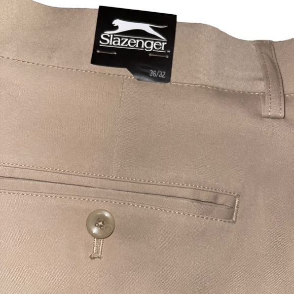 NWT Slazenger Gold Wicking Core Pants Khaki Size 36/32 Flat Front Golfing Pant - Picture 7 of 7